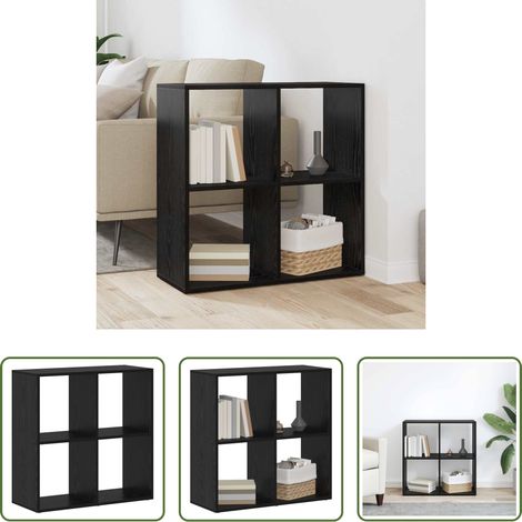 Holzregal - Bücherregal Schwarz Eichen-Optik 69,5 x 29 x 69,5 cm (1/5)