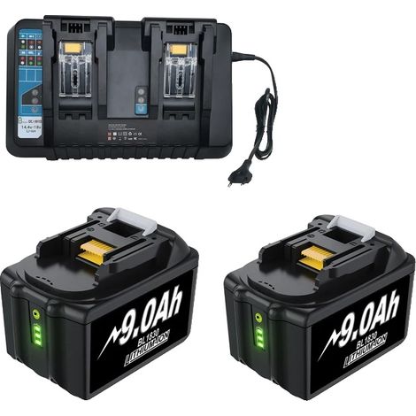 Batería, compatible con 18 V, alta capacidad de 9000 mAh, azul. (1/2)