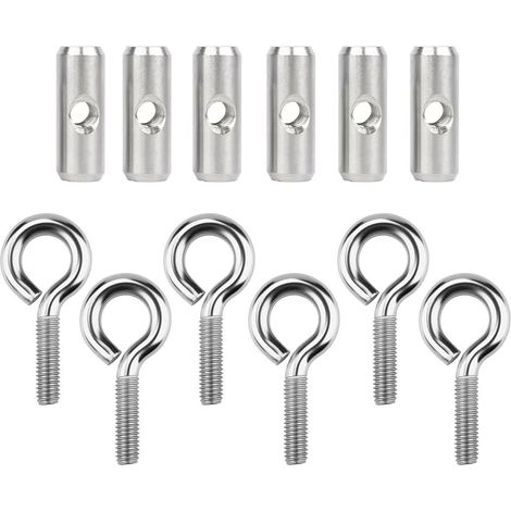 12 Pieces Accessoires de Rail de Store M5 Vis a Oeil et Ecrous Transversaux en Acier Inoxydable pour Fixation Auvent Tente de Camping Car Caravane Bateau Kit de Blocage d Extremites Exterieur (1/5)