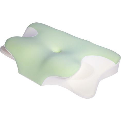 Oreiller cervical ergonomique anti-ronflement en mousse à mémoire de forme pour les personnes dormant sur le côté, sur le dos et sur le ventre (vert)-AquaForge (1/4)