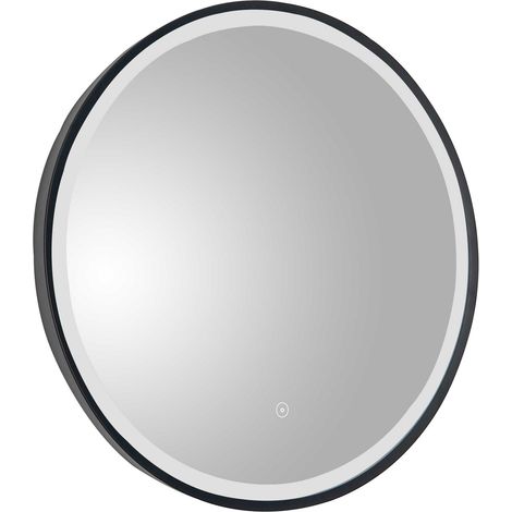 JTP Vos Bathroom Mirror 600mm Diameter With Light - Matt Black