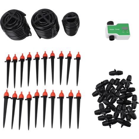 Kit de sistema de riego por goteo con temporizador para invernaderos, jardines, céspedes y plantas en maceta. (1/5)
