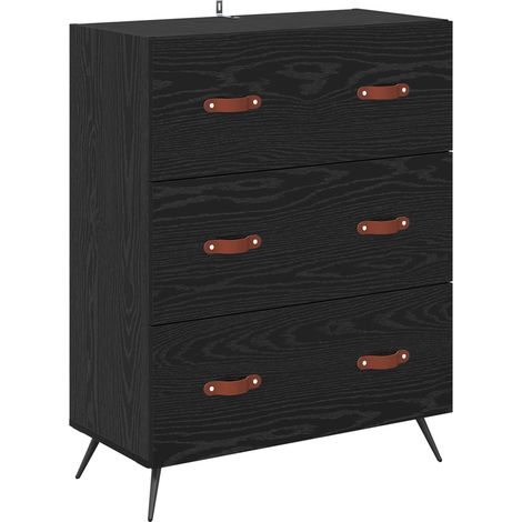 Chest of Drawers Black Oak 69.5 x 34 x 90 cm Engineered Wood vidaXL