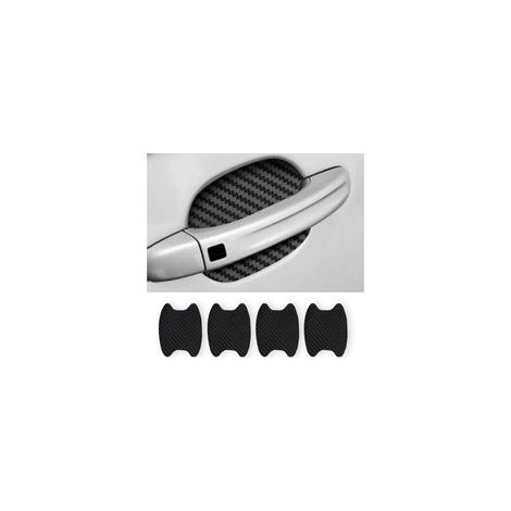 Lot de 4 Films Protection Poignée Porte Voiture en Fibre de Carbone, Autocollants Anti-Rayures Universels pour Extérieur, Noir