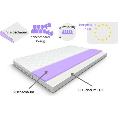 Matratze 120x200 Viscoschaum mit Komfortschaum Schaummatratze mit Memoryschaum