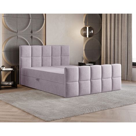 Lit Boxspring - Rose - 180x200 Cm - Matelas À Ressorts Bonnell - Lit Double - Élégant (1/3)