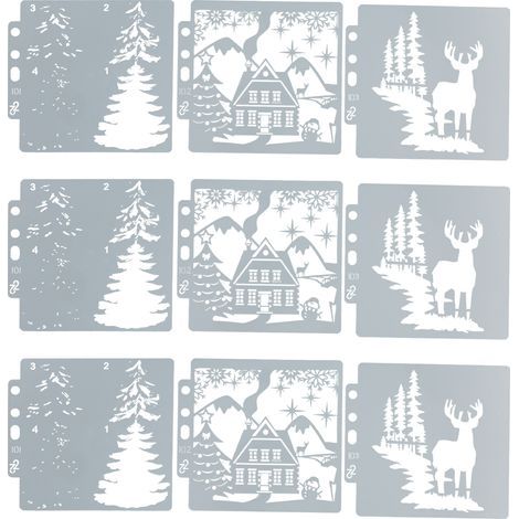 9 modèles de pochoirs de Noël pour scrapbooking et bricolage, motifs mignons et sûrs pour artisanat papier (1/5)