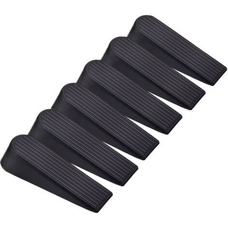 6 Pièces Cales d'Arrêt de Porte Noir Bouchons de Porte Caoutchouc Maison Bureau (1/5)