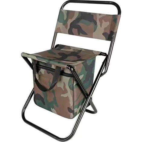 camouflage Chaise pliante portable d'extérieur, chaise de loisirs 3 en 1, tabouret camouflage d'extérieur, camping décontracté, pêche, chaise isotherme (1/4)