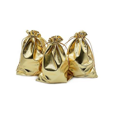 100er-Packung, 3,54 x 4,72 cm (Gold) – Robuste, goldfarbene Organza-Schmuckbeutel mit Kordelzug, ideal als Gastgeschenk für Hochzeiten, Partys, Weihnachten, Süßigkeiten oder Schokolade
