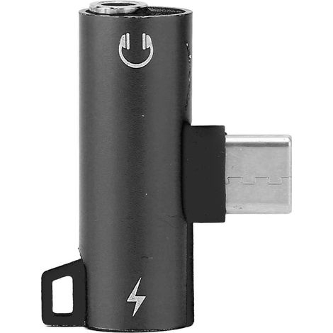 Adaptateur casque Type-C vers jack 3,5 mm 2-en-1 chargeur HIFI audio avec charge rapide PD (Noir) (1/5)