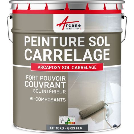 Arcane Industries – Peinture carrelage salle de bain gris fer RAL 7011 – Résine époxy sans solvant – Rendement jusqu'à 50 m² en 2 couches – Excellente adhérence (1/5)