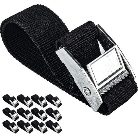 12PCS Sangle D'Arrimage, Longueur 40 cm,Sangle de Ttension avec Serrure à Pince, Sangles d'arrimage pour la Fixation au Porte-vélos, (1/5)