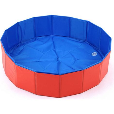 Piscine pour animaux de compagnie Chien Piscine Chat Table de Sable Bassin de Bain Piscine Pliable, Rouge, (30x10cm)