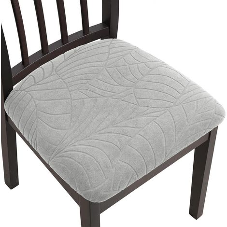 Housse de chaise extensible imperméable en jacquard, amovible et lavable, en 4 pièces, pour salle à manger, hôtel, bureau, cuisine, gris clair (1/5)