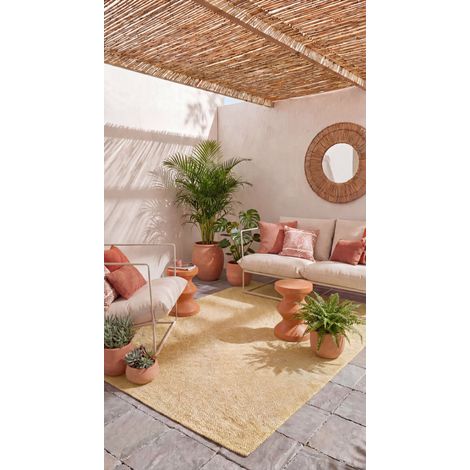 Tapis d'intérieur/extérieur Alef  - 200x140cm, Rectangular - 100% Recyclé - Tissé main - Jaune