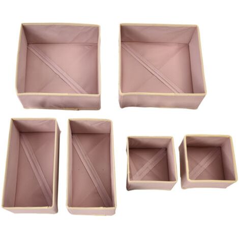 Ein Set aus 6 Aufbewahrungsboxen, ideal zur Aufbewahrung von Unterwäsche, BHs, Wäscheklammern und Socken (rosa) - 3 verschiedene Größen. (1/4)