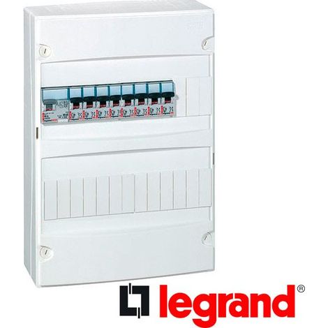 Legrand – Tableau équipé 2 rangées 13 modules – Interrupteur différentiel 40A 30mA – 2 disjoncteurs 10A – 2 disjoncteurs 16A – 3 disjoncteurs 20A – 1 disjoncteur 32A (1/2)