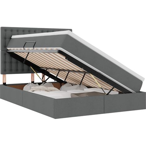Maison Exclusive - LED-Speicherbett mit Matratze Dunkelgrau 140 x