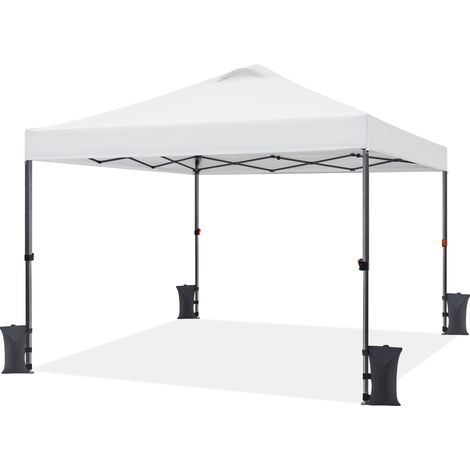 Yaheetech Gazebo Pieghevole da Giardino Esterno Resistente 3x3 m Gazebo Telescopico con Sacca di Trasporto in Ferro e Tessuto Oxford per Mercato Fiera Manifestazioni Sagra Campeggio Spiaggia Bianco