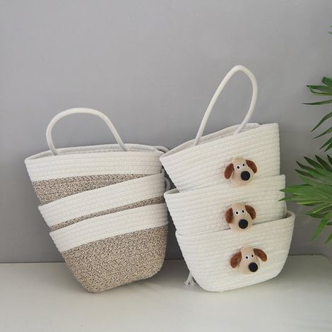 Cesta colgante de flores de 3 niveles，Decoración de pared grande de estilo bohemio，Cesta de pared de algodón，Cesta de almacenamiento (1/5)