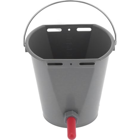 Seau d'alimentation de 8 L avec 2 tétines, accessoire d'élevage pour veaux, gris