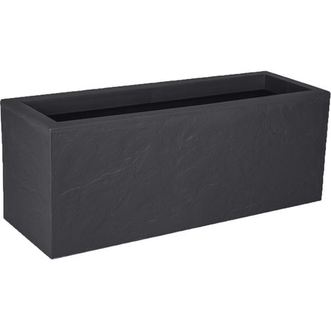EDA – Balconière décor pierre 25L – Double paroi pour isolation thermique – 59 x 19,5 x H. 22,8 cm – Gris anthracite – Pour intérieur/extérieur