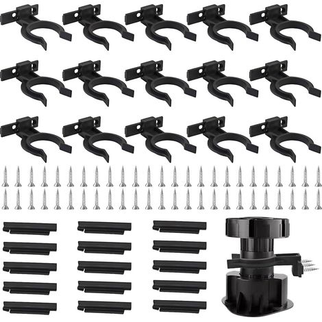 Lot de 15 clips pour plinthes de cuisine avec 50 vis, clips de fixation, plinthes, plinthes de cuisine, socle pour pieds de cuisine de 32 à 42 mm, noir (1/5)