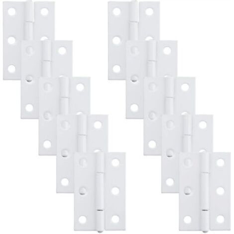Charnières plates en fer (lot de 10) - 51 x 34 mm - Pour armoire, boîte bois, coffret cadeau (1/4)