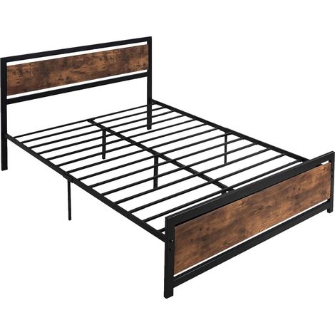 Etna - Struttura letto matrimoniale in legno e metallo, 162x195 cm colore marrone
