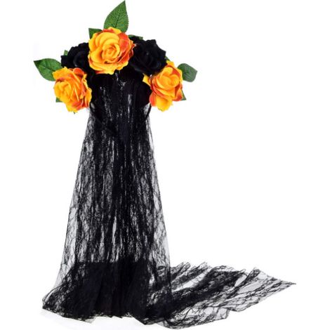 Couronne De Fleurs - Pour Fête Des Morts - Accessoire Costume Halloween - 1 Pièce (1/5)