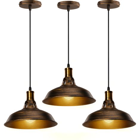 3X Retrò Lampada a Sospensione Lampada da Soffitto Industriale Paralume a Forma di Cappello 27cm per Soggiorno Corridoio Bronzo (1/5)