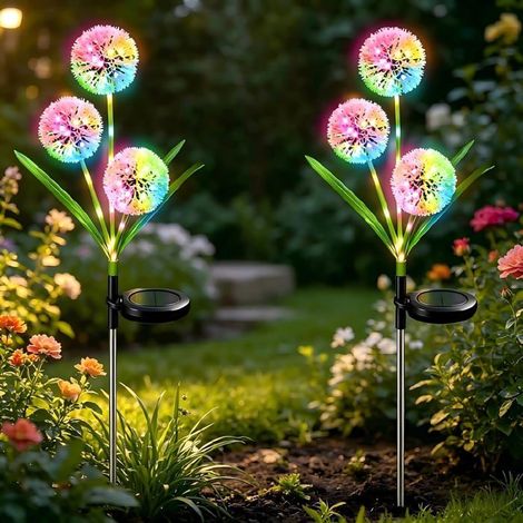 Lampes Solaires Extérieur Pissenlit 7 Couleurs Changeantes - LED Etanche pour Jardin Allée Patio Terrasse Décoration Fête (1/5)