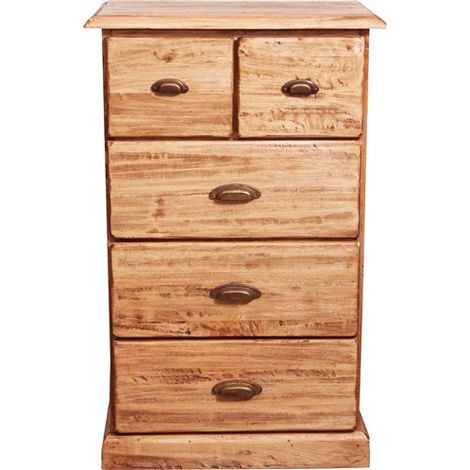 Country-style solid lime wood, natural finish W63xDP41xH100 cm sized drawer unit. Made in Italy (1/5)