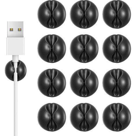 MTTProducts Fermacavi autoadesivo nero per cavi USB, confezione da 12 pezzi (1/5)