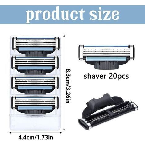 Recharges de lames de rasoir Mach 3, 20 Pièces Lames de Rasoir Mach 3, Hommes Lame De Rasoir Mach 3, Mach 3 Recharges de Lames de Rasoir, Compatibles avec Rasoir Mach 3, pour Tous Types de Barbes