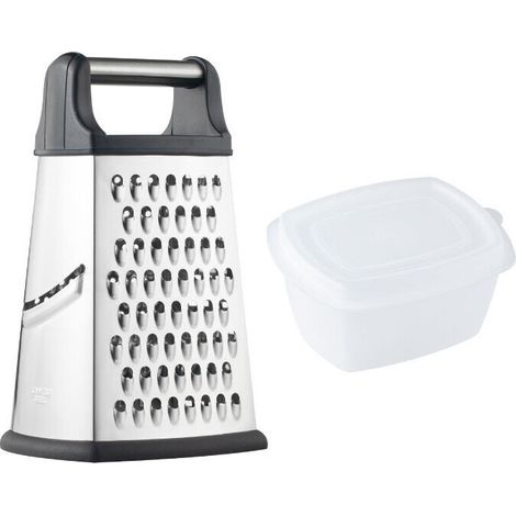 royaluxe -Râpe 4 côtés en Acier Inoxydable - Râpe de Cuisine pour râper grossièrement et Fine, pour Fruits, légumes, Carottes, Fromage, Passe au Lave-Vaisselle,argent, une pièce, (1/5)
