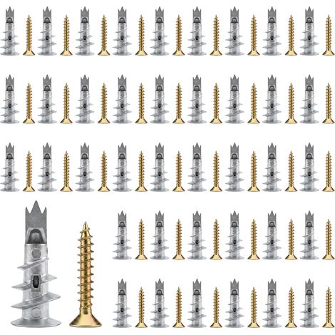 80PCS Cheville Placo Métal avec 80 Vis Placo pour Panneau composite (1/5)