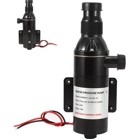 Pompe à eaux usées 12 V 45 l/min 12 gal/min, auto-amorçante et silencieuse, pour bateaux, camping-cars, toilettes et agriculture. (1/5)
