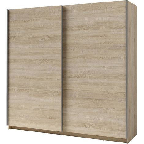 Meublorama – Armoire 2 portes coulissantes 200 cm – Chêne sonoma – Optimisation d'espace avec portes coulissantes – Design élégant et durable (1/3)