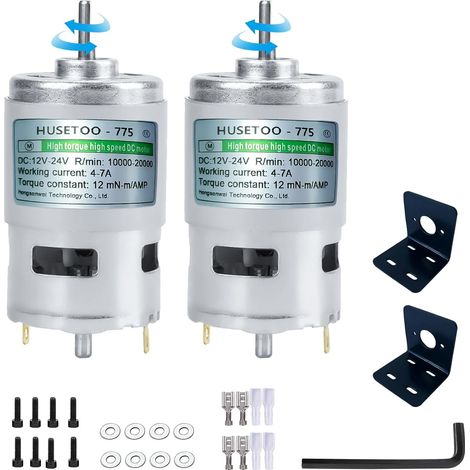 775 DC 12V DC Motor High Torque DC Motor Max 20,000 RPM Dual Silent Ball Bearing DC Motor (D-Shaped Spindle -2pcs) (1/5)
