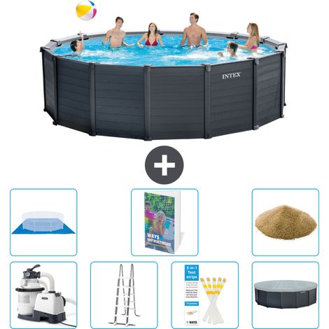 Intex Piscina Graphite Panel Rotonda - 478x124 cm - 8-pezzi  S680