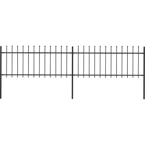 vidaXL Clôture de jardin avec dessus en forme de lance en acier 337 x 80 cm Noir (1/4)