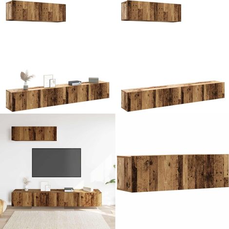 Muebles TV de pared 3 uds madera vieja 100x30x30 cm - Muebles de TV - Muebles de madera