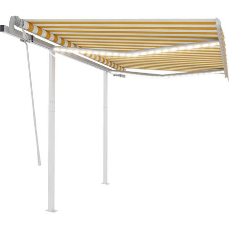 Markise Manuell Einziehbar mit LED 3x2,5 m Gelb und Weiß (1/5)