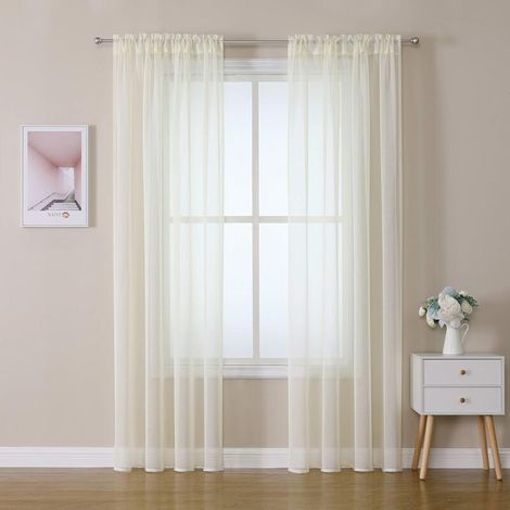 FLITI Transparente Voile-Vorhänge mit weichen Schlaufen, für Schlafzimmer und Wohnzimmer, 2 Paneele, 140 x 260 cm, Hellgelb
