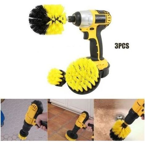 pair Kit 3pcs Brosses Nettoyage Pour Perceuse Electrique Salle De Bains Cuisine - Jaune - XICHAO (1/4)