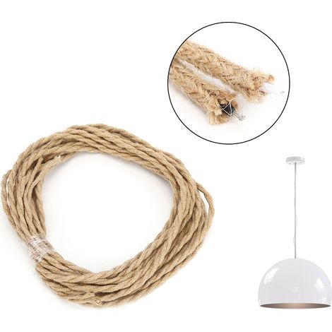 Cordon électrique vintage en chanvre torsadé, paire torsadée, 2 mètres, accessoires de bricolage pour lustre (1/5)