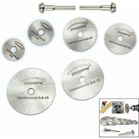 Jeu de 8 Disque de Coupe Dremel Mini Disque Diamant à Tronçonner,HSS Circulaire en Bois de Coupe Lame de Scie Disques