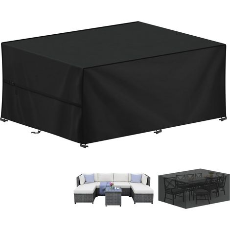 Housse pour Mobilier de Jardin, 420D Oxford Bâche Table de Jardin Imperméable Housse Table Jardin Bache de Protection Exterieur Salon de Jardin pour Table, Chaise et Canapé, 320x180x90cm (1/5)